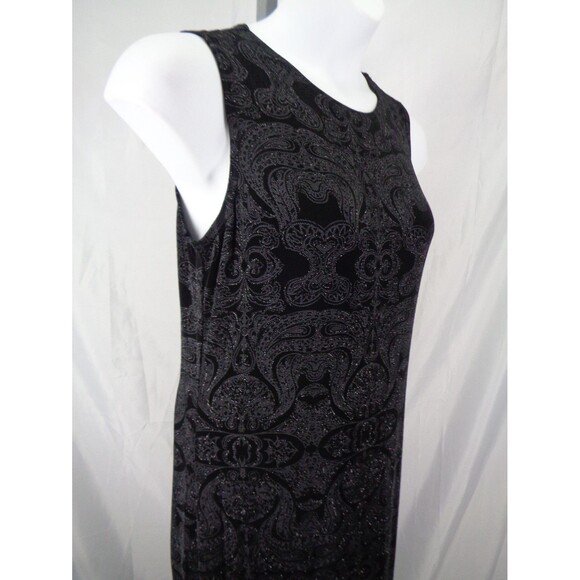 Softwear by Mark Singer Black Shimmer Dress Large Stretch Sleeveless Slit New - Picture 6 of 11